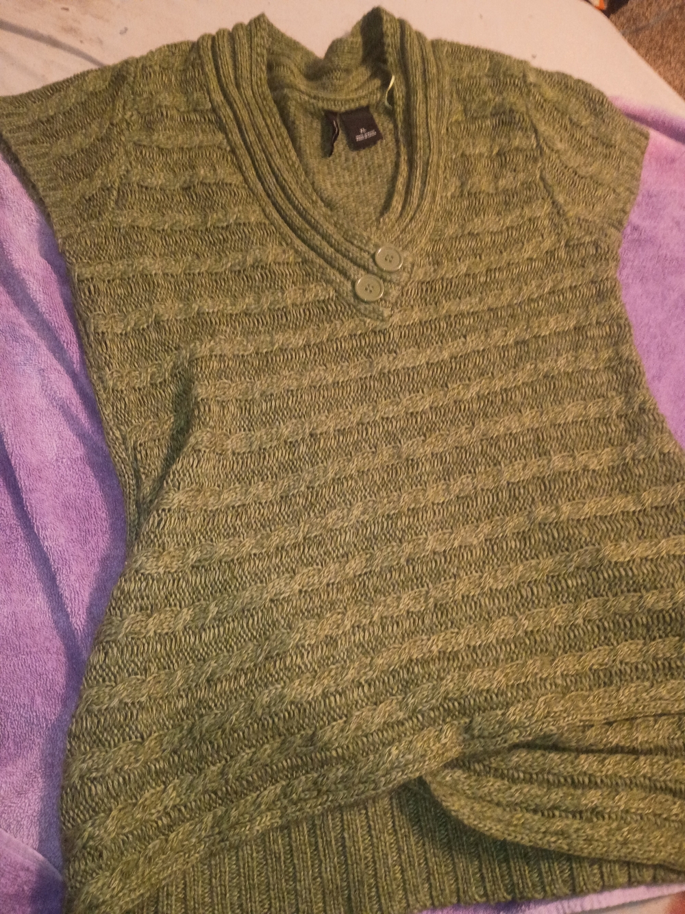 new directions Olive Green Short-Sleeve Knit Sweater